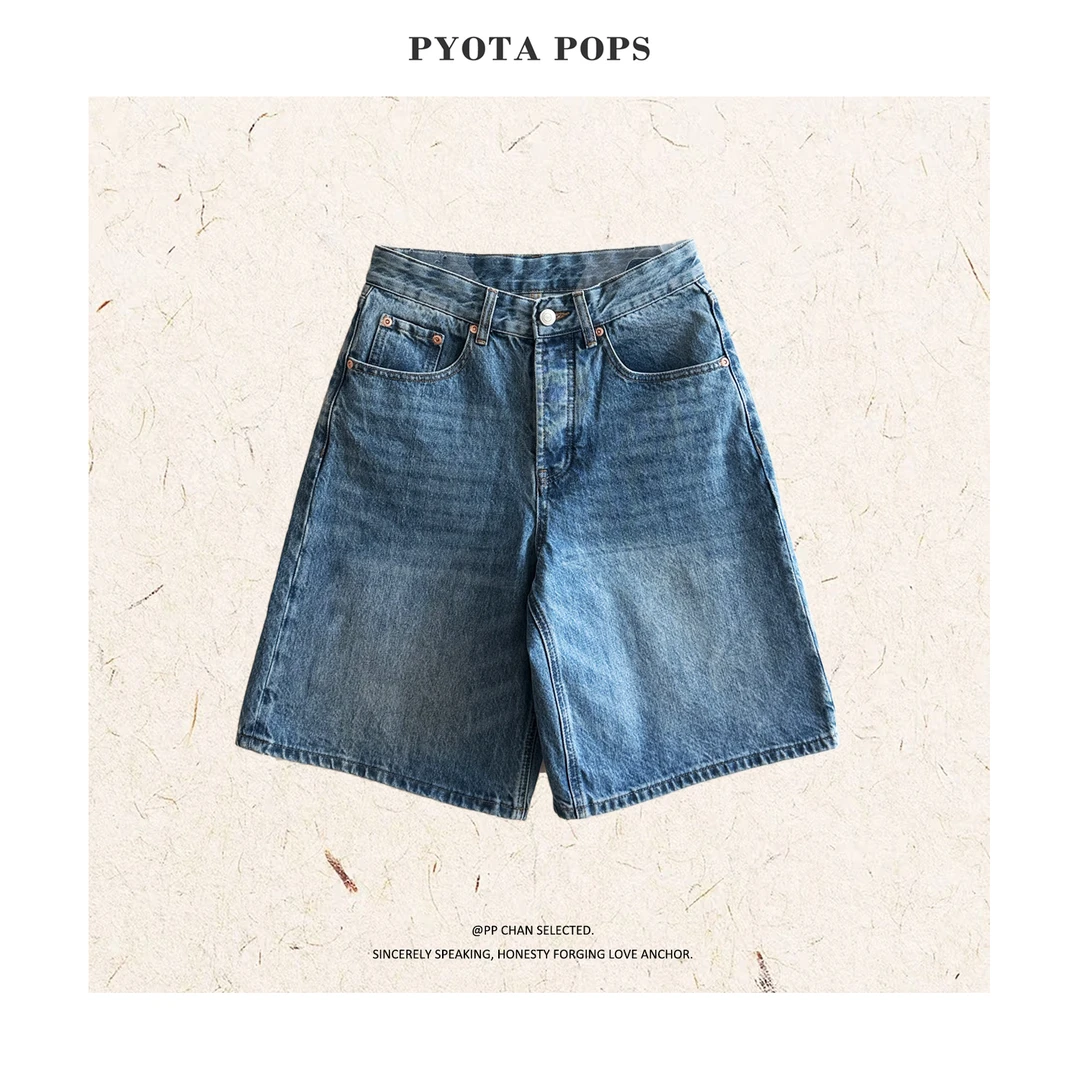 PYOTA【百慕大】韩国小众设计 高定水洗纯棉宽松五分牛仔短裤LL138