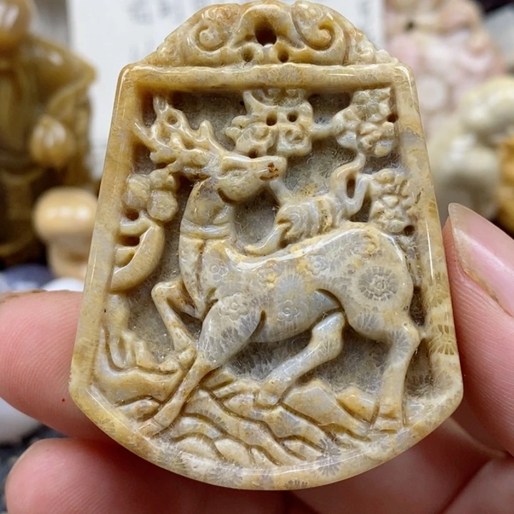 颈饰未镶嵌硅化珊瑚（珊瑚玉）