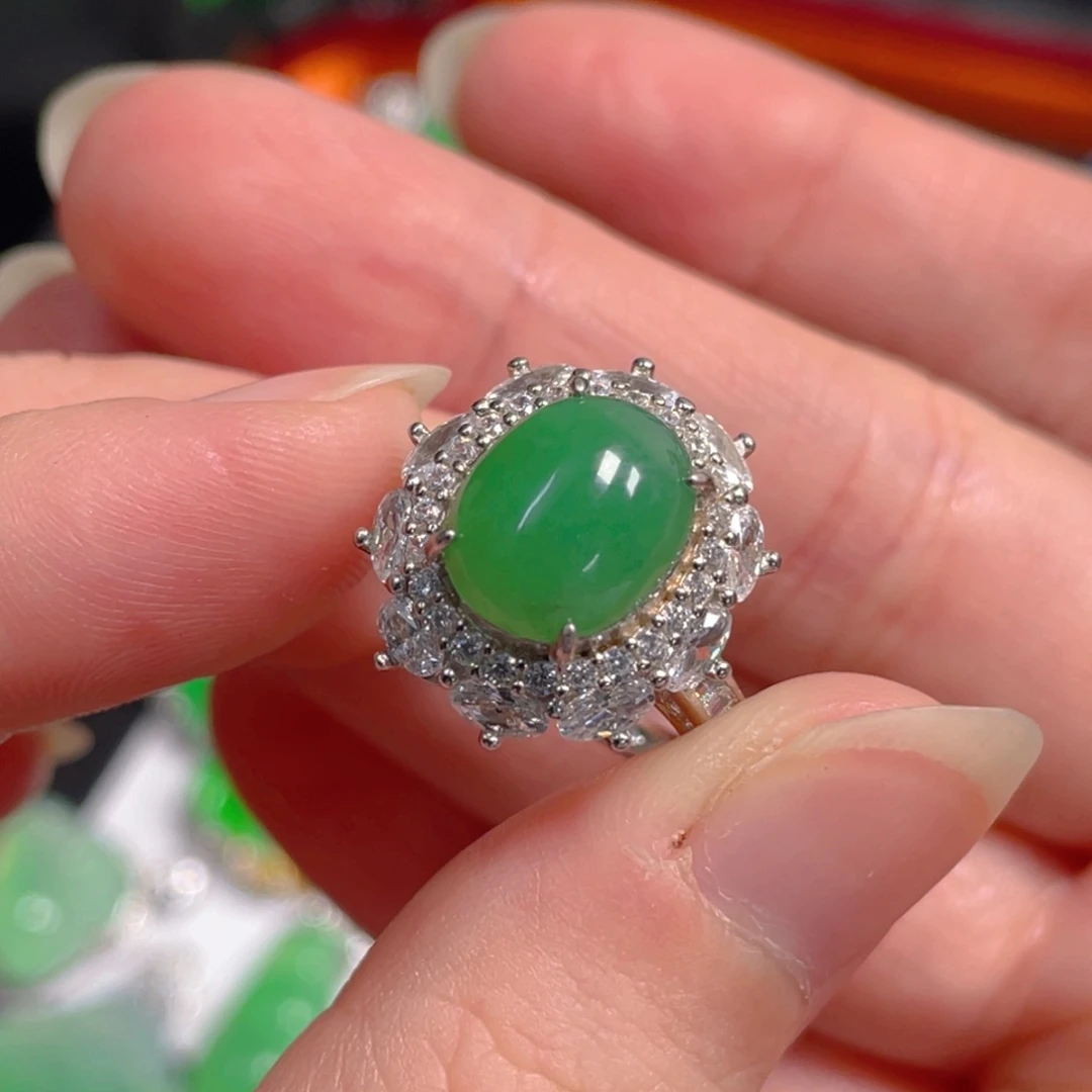 翡翠银S925镶嵌吊坠(不含链)