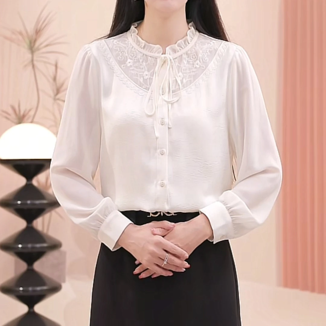 【流光霁月】秋季新款木耳领减龄百搭温婉洋气显白女士气质上衣