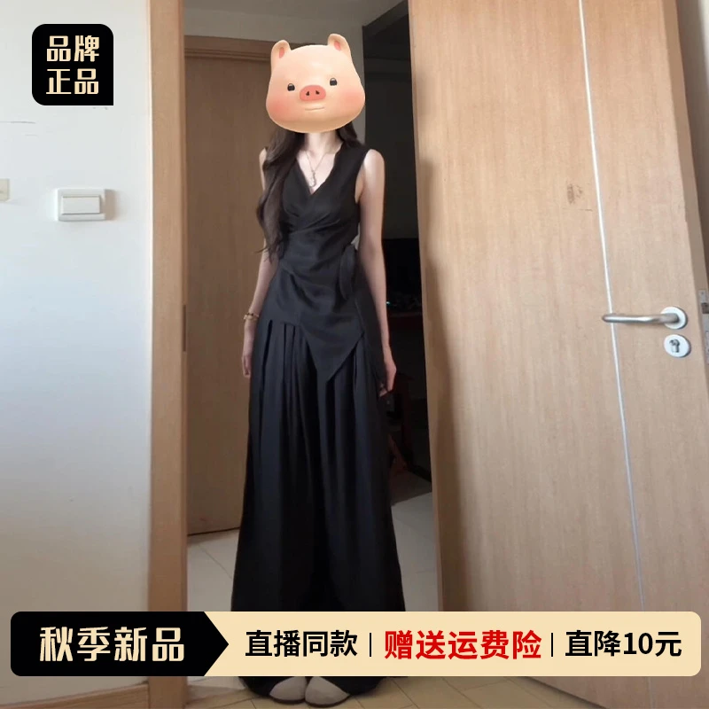 黑色背心裤裙两件套装女装夏季2025新款爆款洋气高级感慵懒风套装