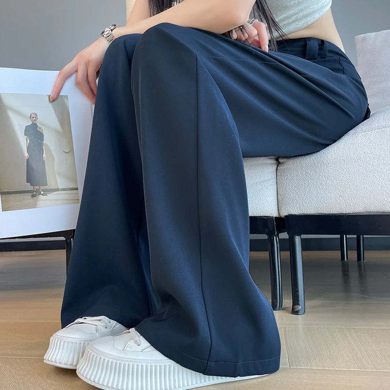 夏季冰凉西装裤通勤时尚百搭冰丝凉爽凉感三色女士高腰直筒裤