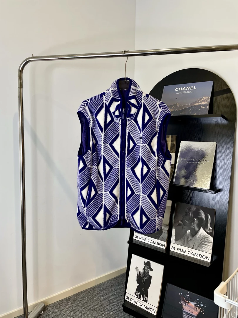 99新 DIOR/迪奥 Z317 22FW几何图案提花满印双面穿紫色马甲 M码