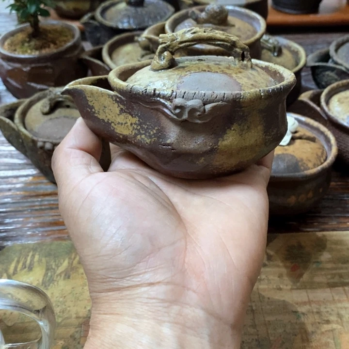 用****2全手捏柴烧宝瓶，