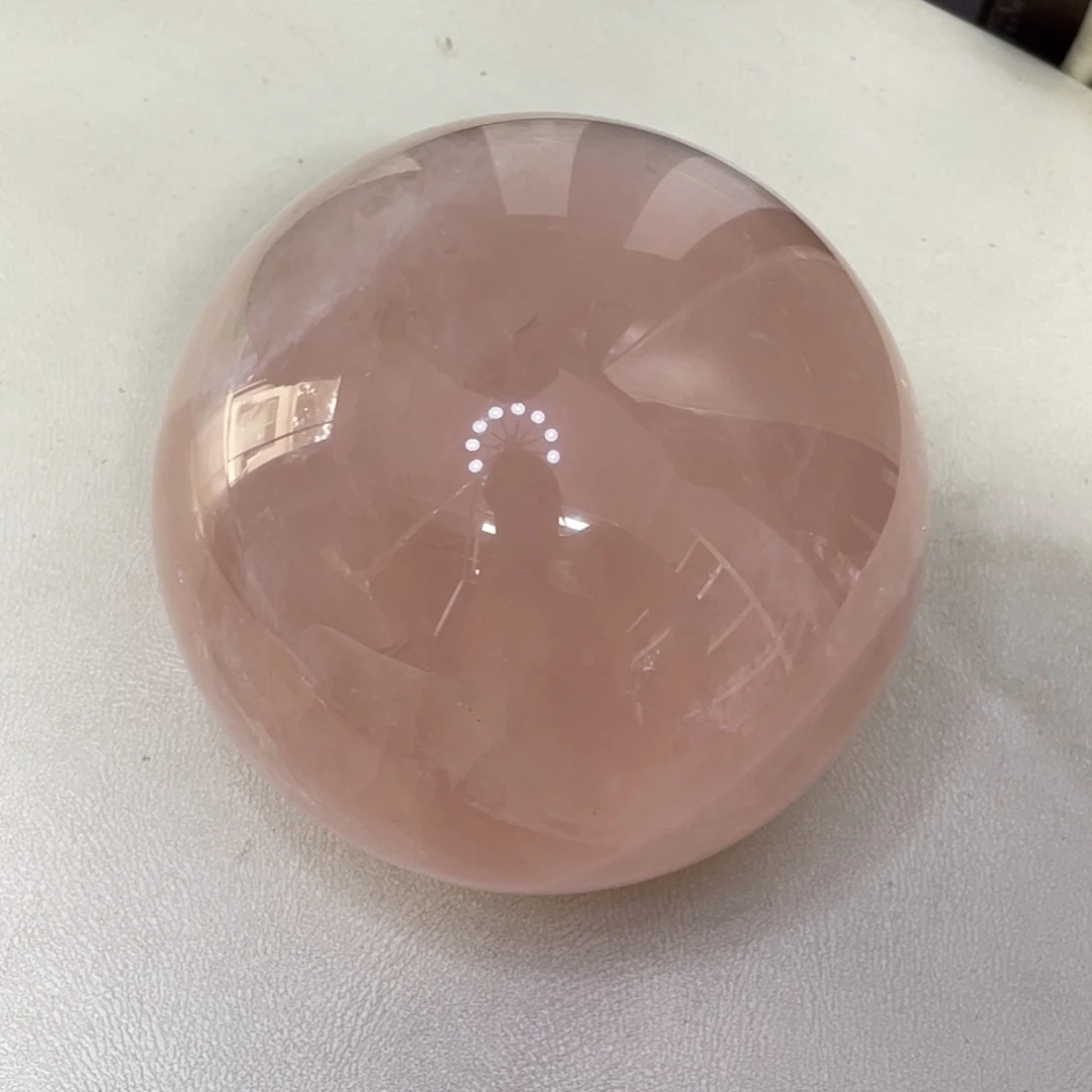 未镶嵌珠宝半成品水晶MM粉水晶球H2526  10.2厘米