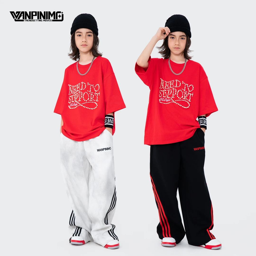 顽皮尼莫童装街舞儿童潮服男童少儿重工嘻哈钉珠宽松炸街潮演出服