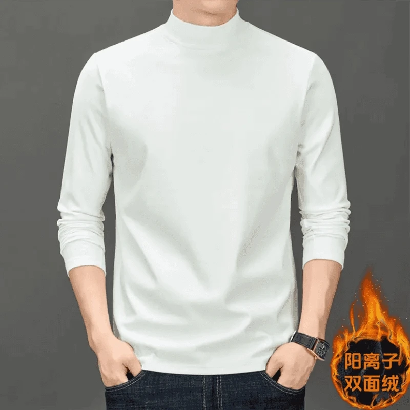 【高端专属】加厚半高领打底衫男士长袖2024新款内搭衣服潮牌
