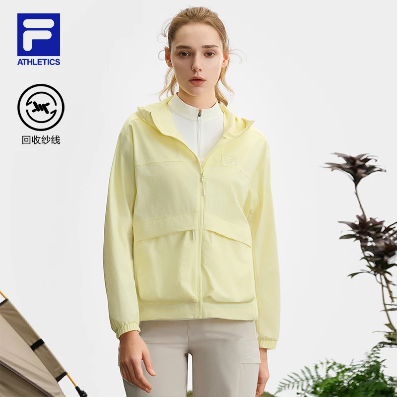 Fila/斐乐工装风连帽外套女装夏季新款休闲百搭宽松轻薄梭织上衣