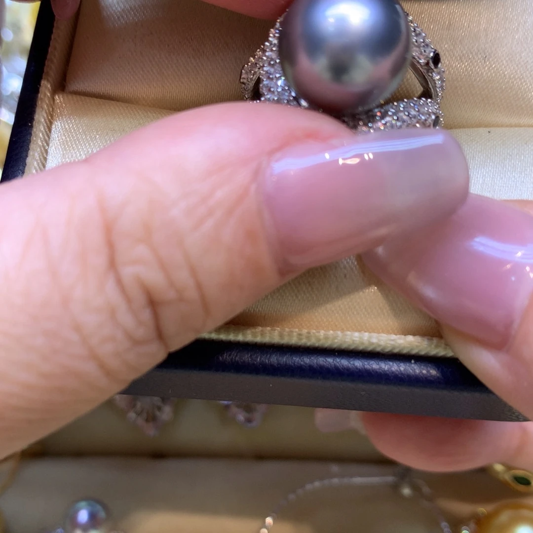 银S925镶嵌戒指海水珍珠