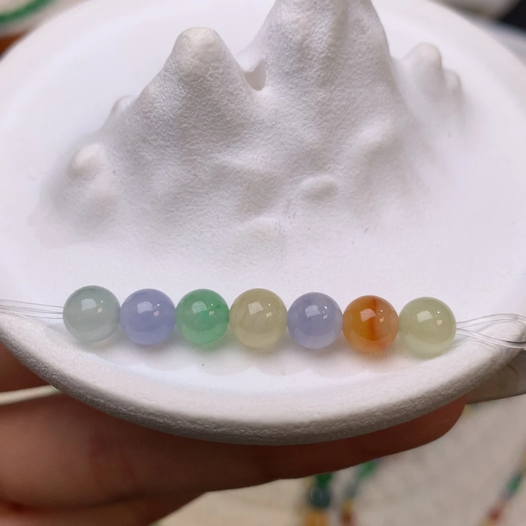 翡翠散珠冰种珠珠 7颗 6mm