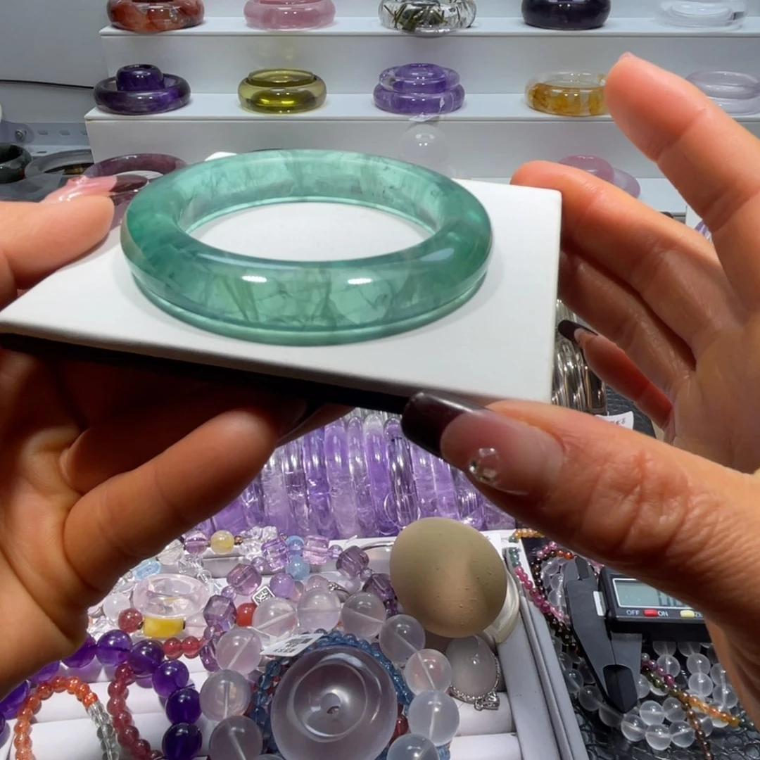 萤石手镯未镶嵌手镯54.8圈口