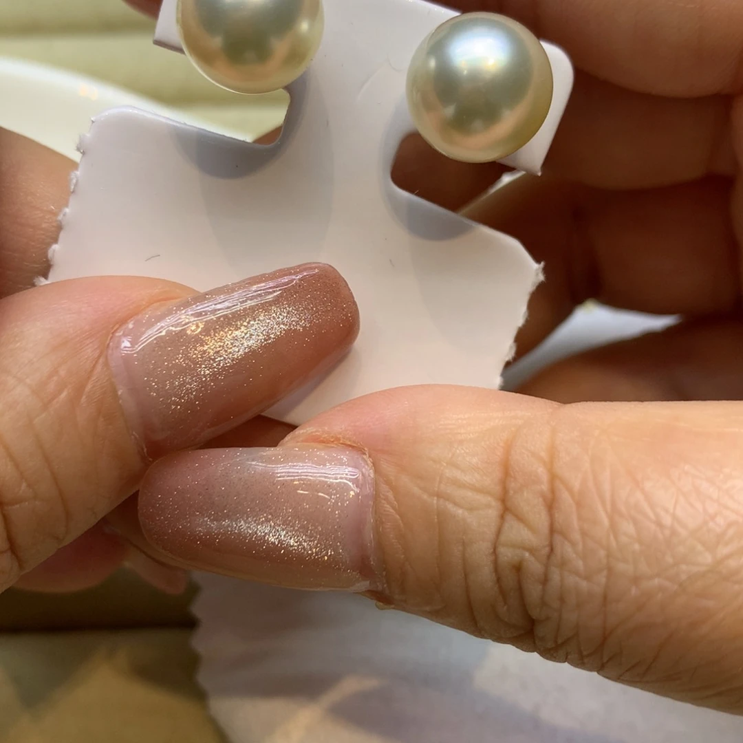 铂Pt950镶嵌耳饰海水珍珠