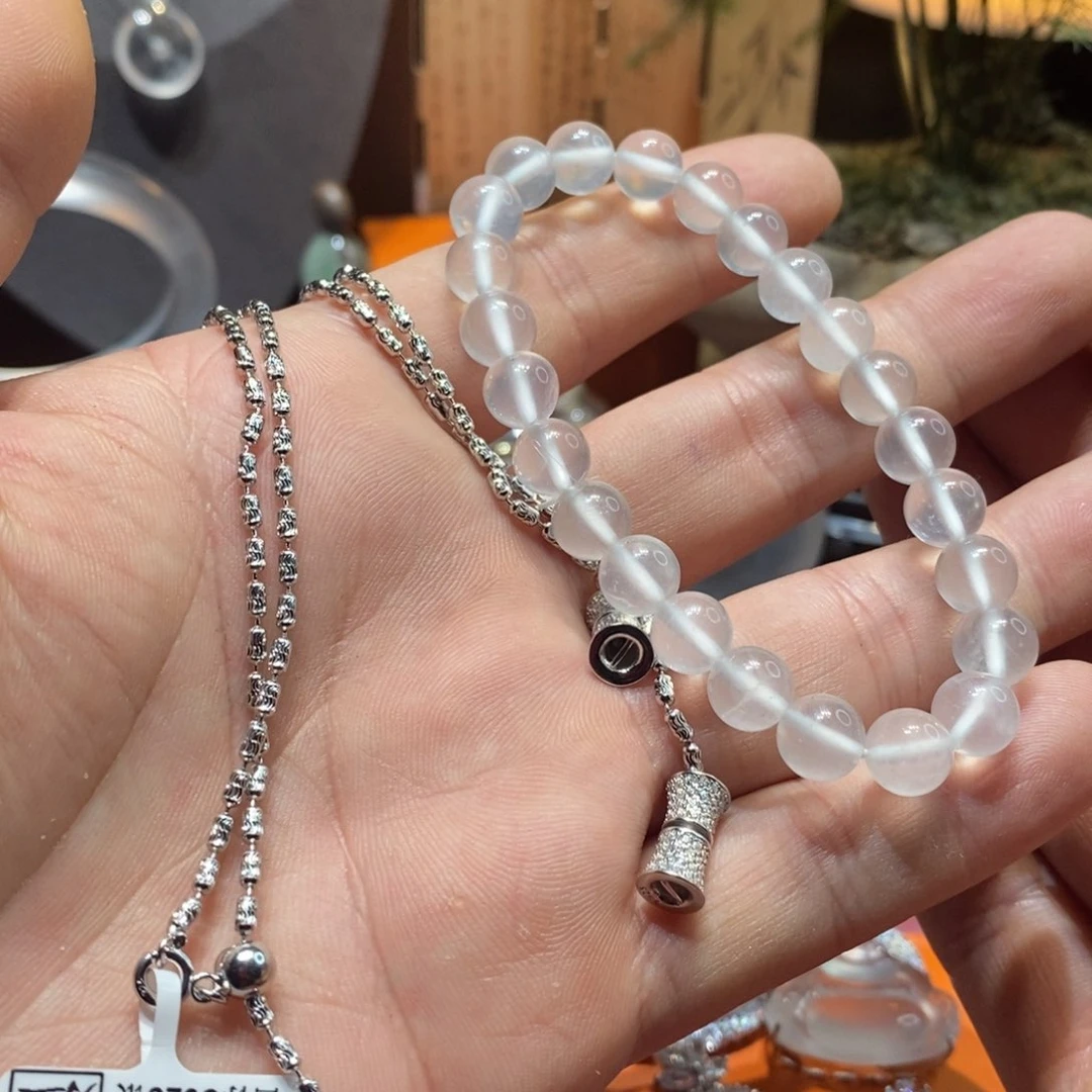 石英质玉颈饰银S925镶嵌