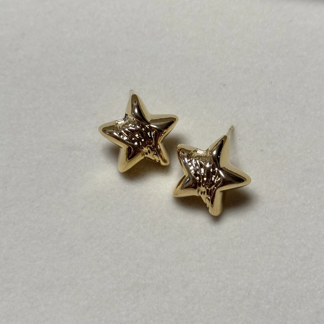 铜合金耳饰 哆迦鑫-百搭气质金色五角星耳饰耳环