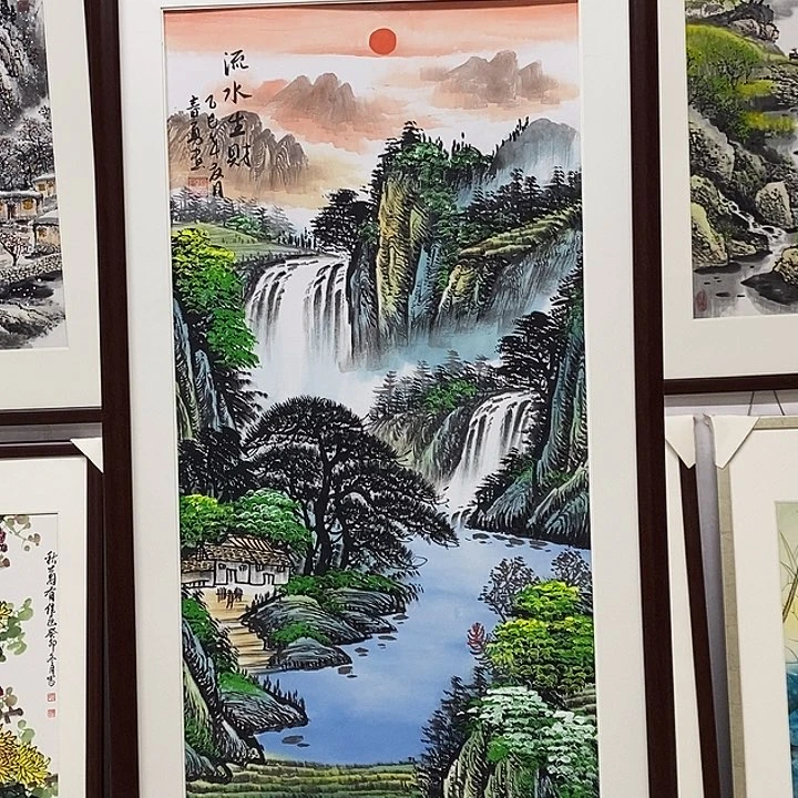 国画手绘作品带框发货125*65