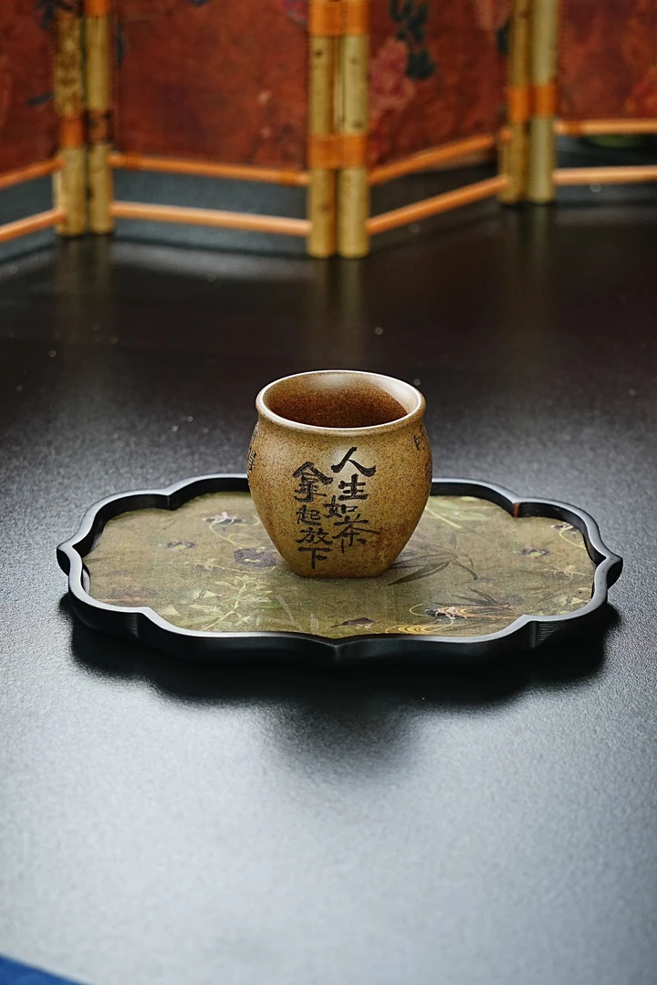 [0114]宜兴原矿紫砂全手工天圆地方四大名句刻绘茶具茶壶套装茶器