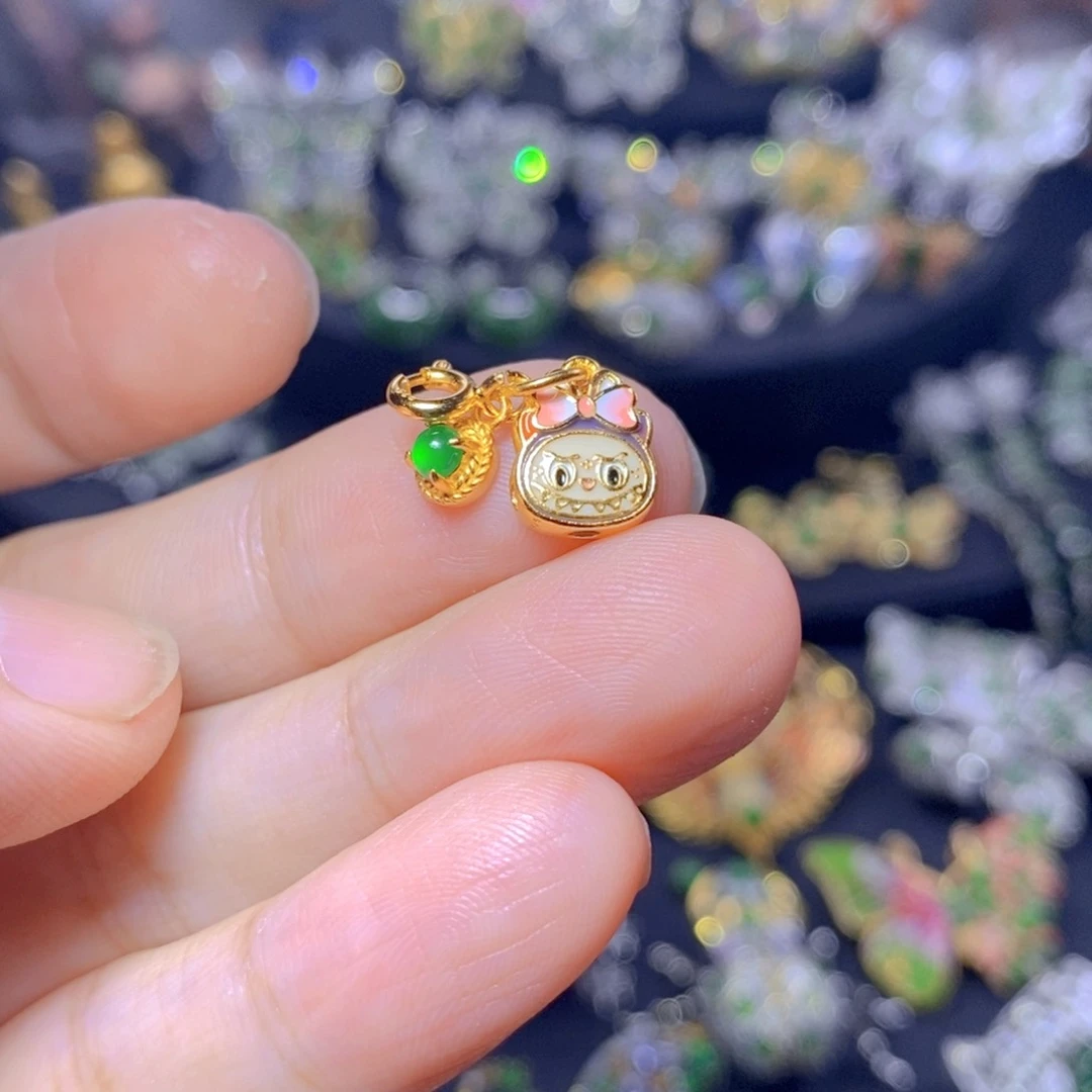 翡翠银S925镶嵌吊坠(不含链)天然翡翠