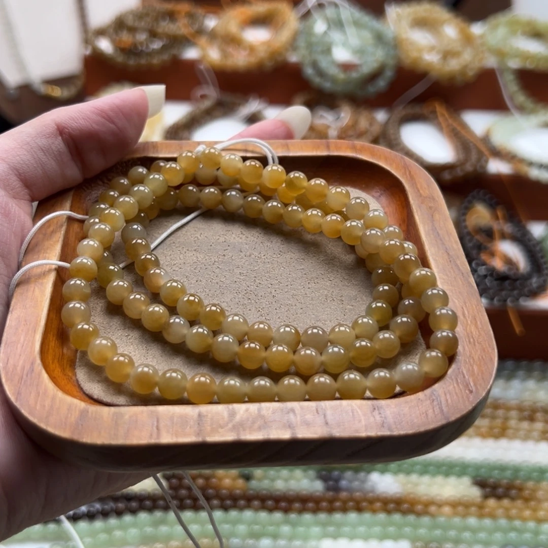 和田玉未镶嵌毛衣链珠串6mm