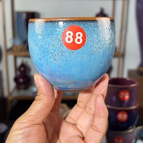 杯?*咚原矿釉手工制作钧瓷