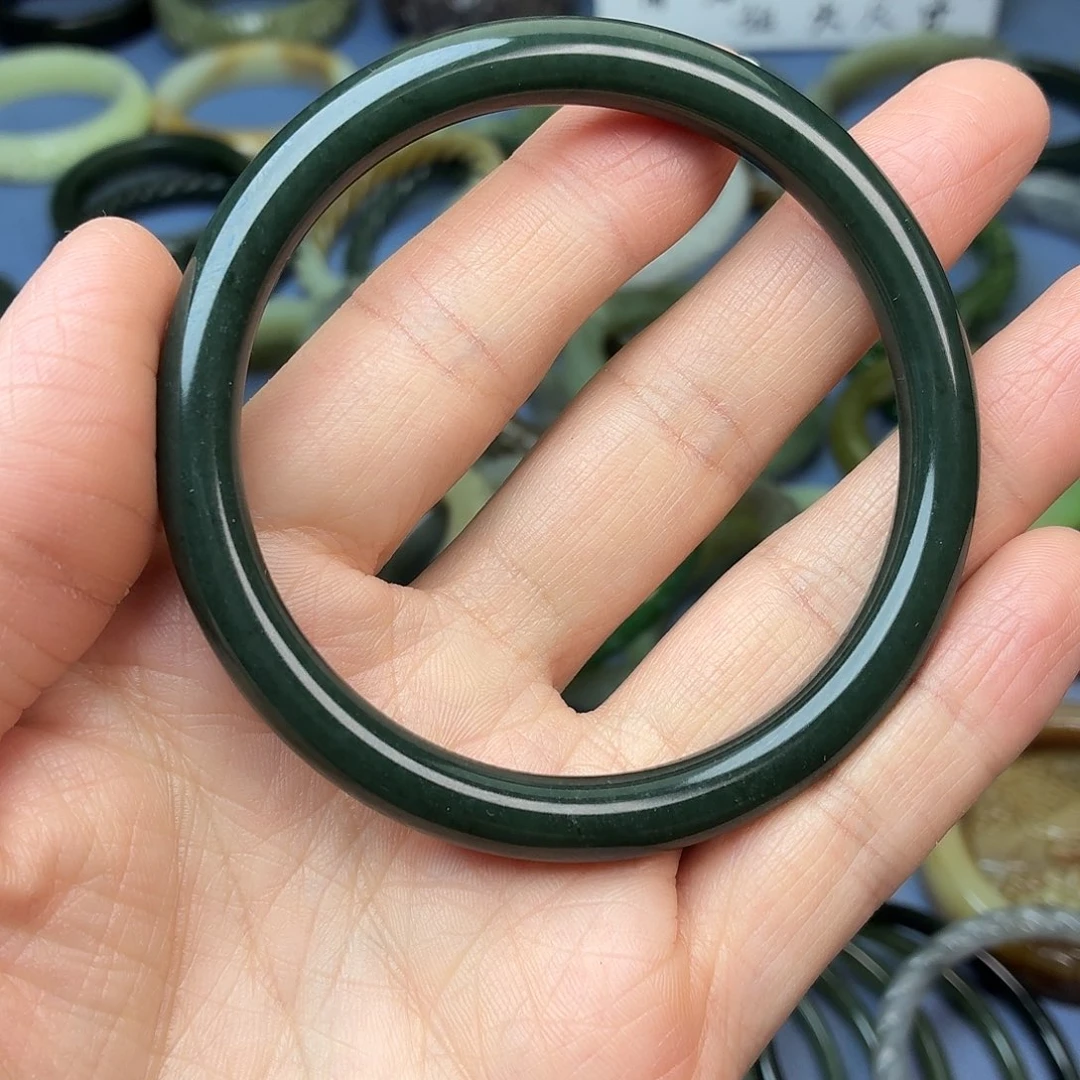 和田玉（青玉）未镶嵌手镯圈口54--64mm