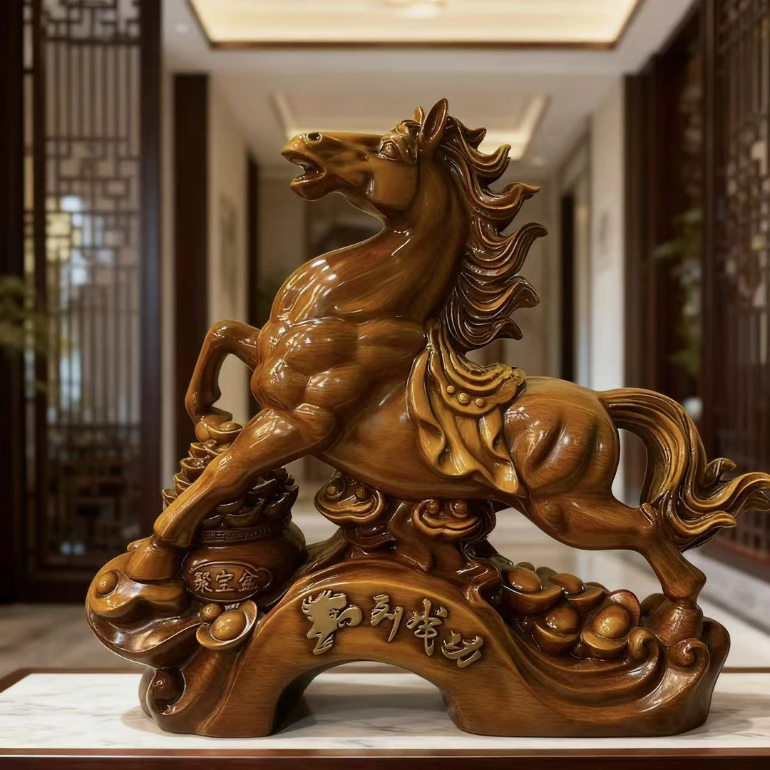 (X马到成功)高档客厅办公室茶室新房乔迁送礼摆件XDH约长20高16cm