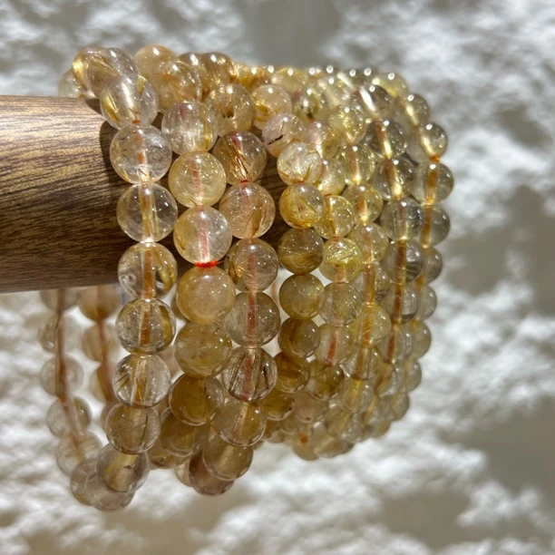 【晶澜月】E097天然水晶 金发晶单圈手串 多样性发其一