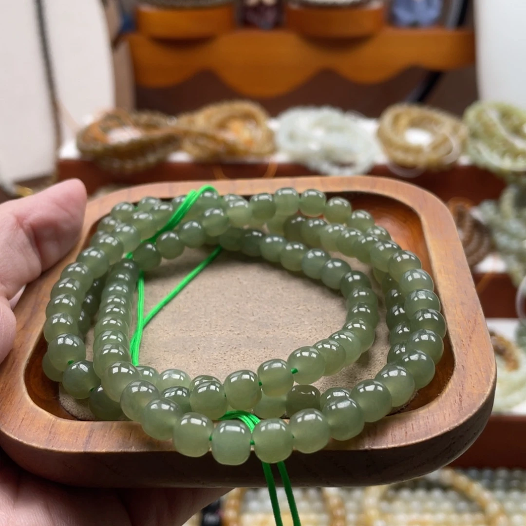 和田玉未镶嵌毛衣链珠串6*7mm