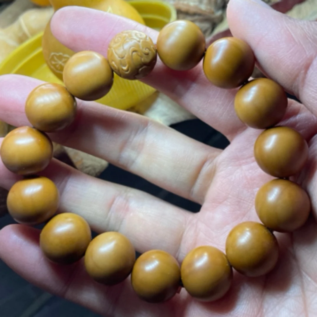 手工橄榄核雕正圆手串，祥云1.5尺寸全品