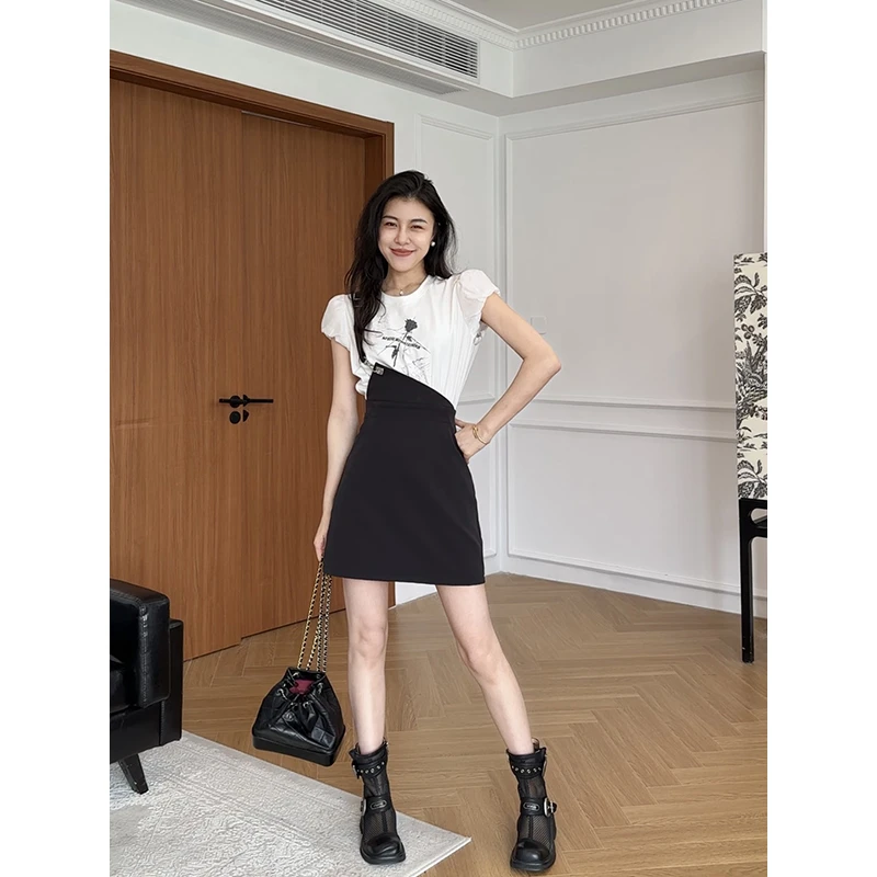 【现货】张阿星【狙击腰线】连衣裙酷飒单肩带显瘦连衣裙W425Q09074