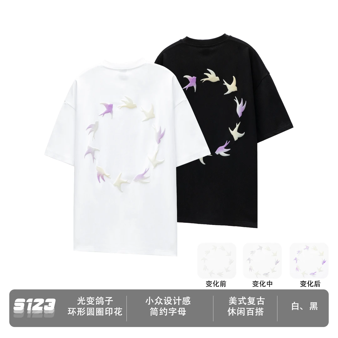 聪明陈S123 夏季25SS新品 320g重磅环形燕发泡印花cleanfit短袖T