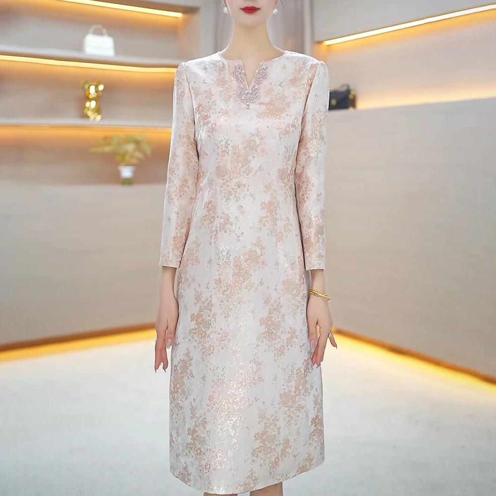 2025早春新款A2484气质遮肉显瘦大码连衣裙女修身女装连衣裙