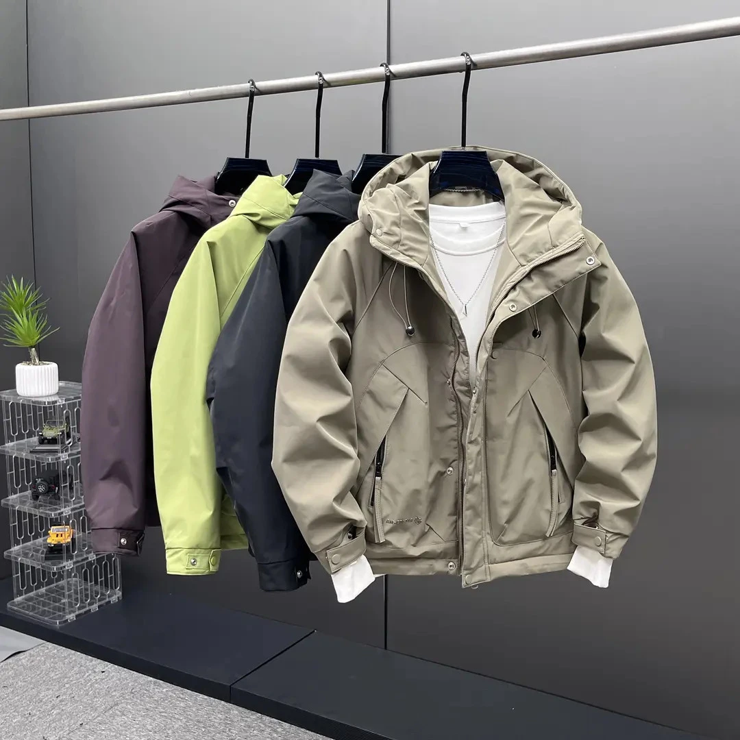 2025秋冬新款外套连帽设计感痞帅休闲加厚冲锋衣男士防风抗寒夹克