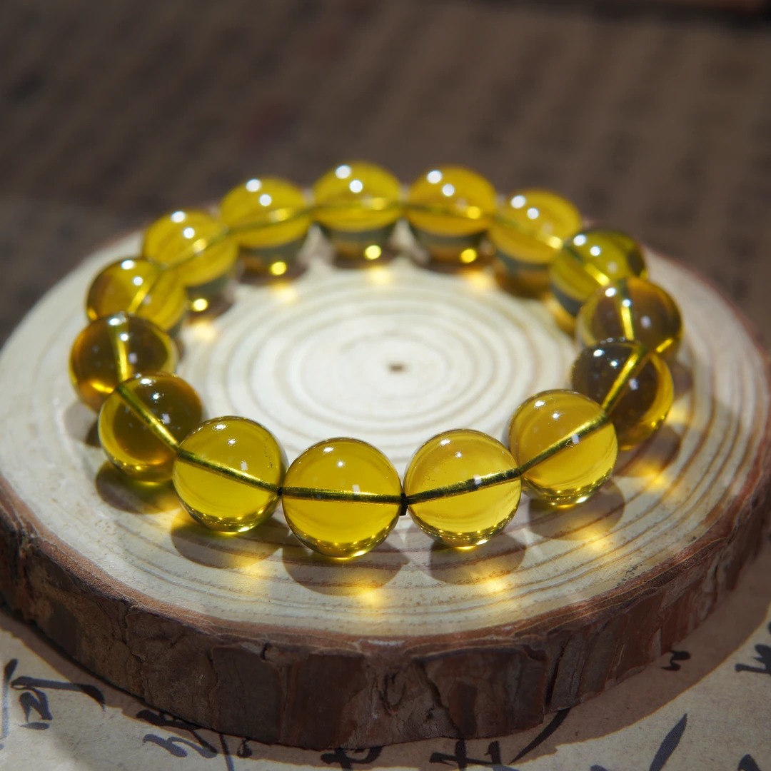 小东珠宝-14+墨西哥3A净水蓝珀单圈手串时尚简约气质经典百搭精美