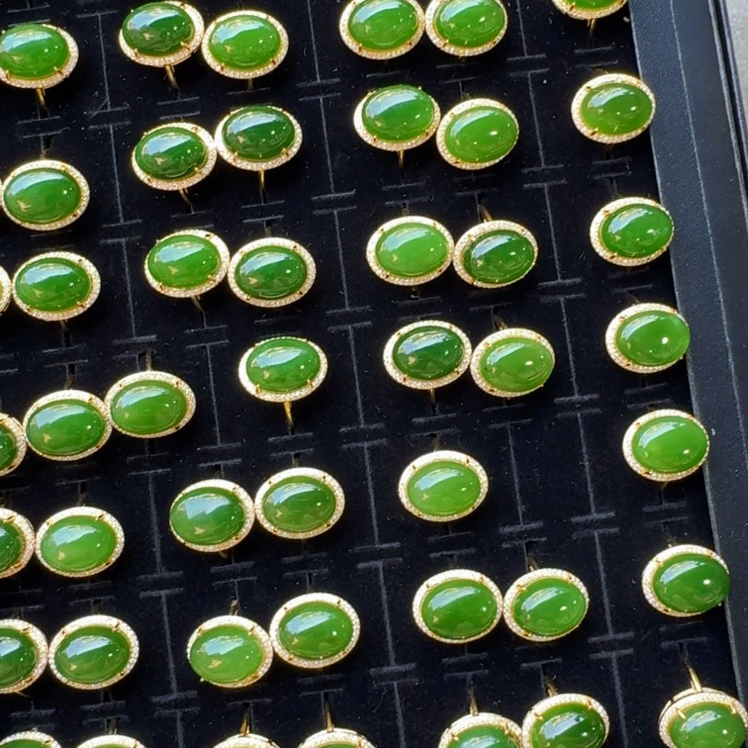 和田玉戒指银S925镶嵌拍一发一多样性发货