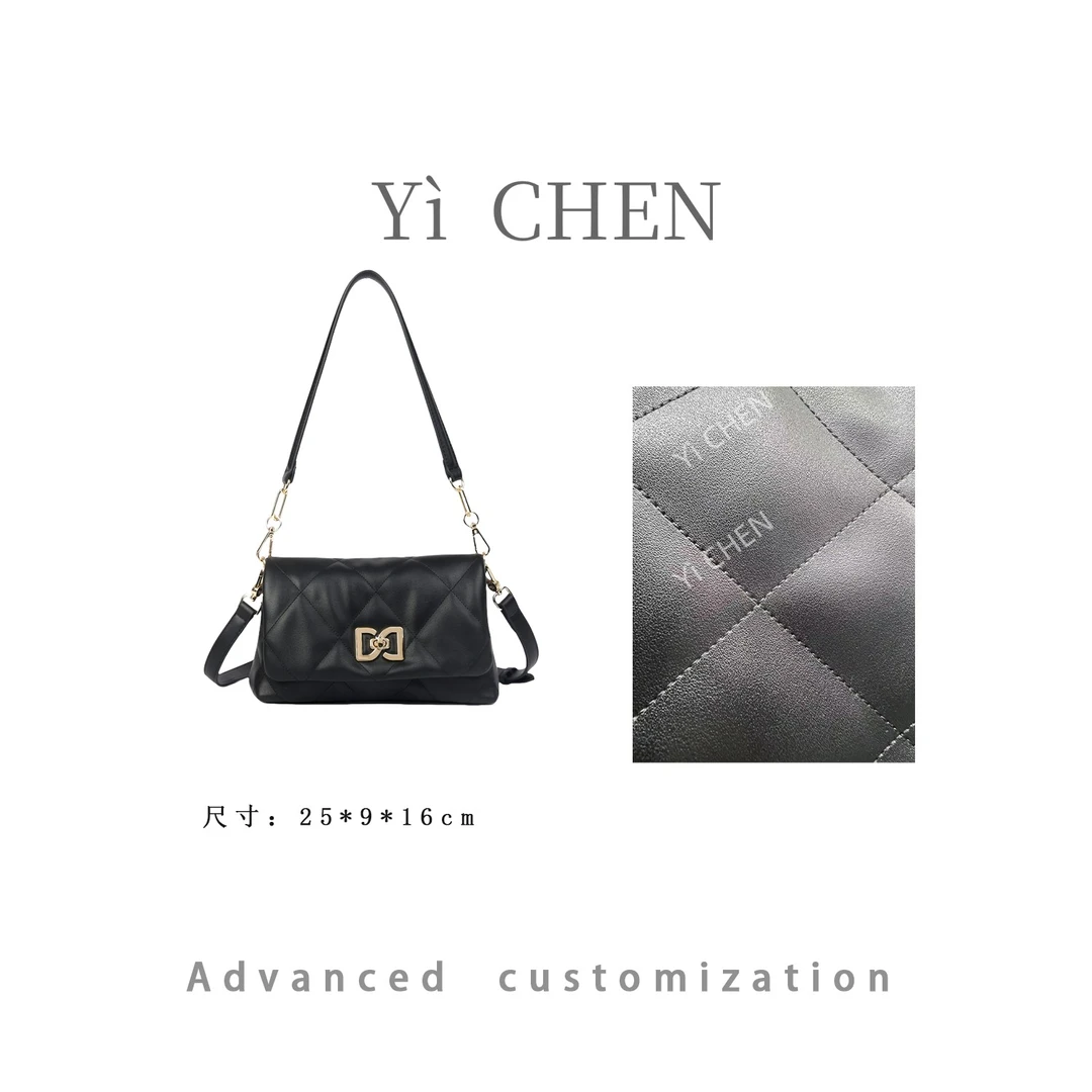 【Yì CHEN】BF-68368-黑色 简约时尚女士新款轻奢单肩斜跨包