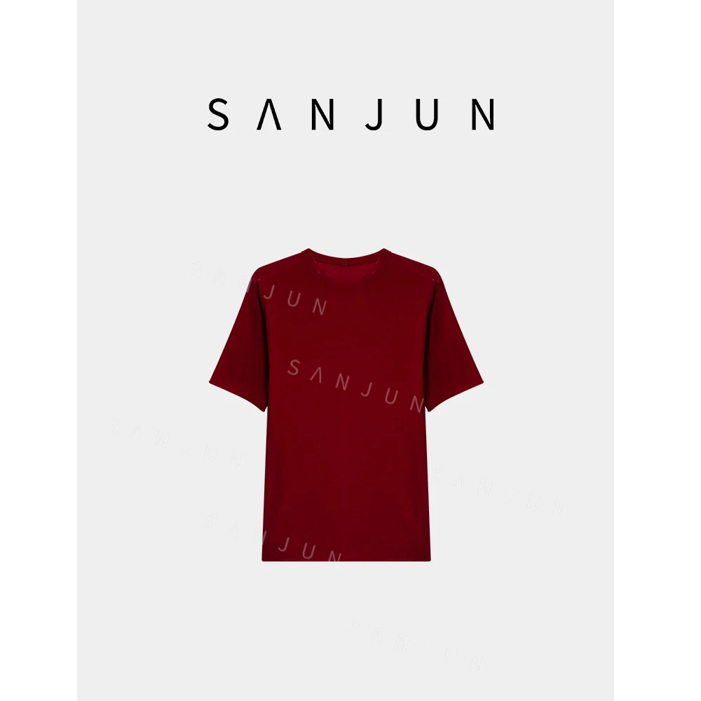 SANJUN 高端定制 2025秋圆领纯色宽松轻薄款短袖 53X3759Z