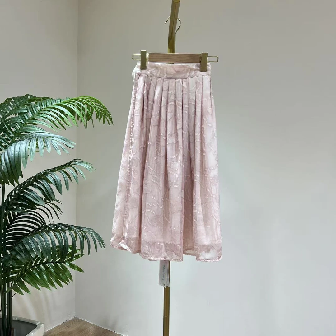 I4725国风夏2025新中式粉色半身裙复古松紧腰裙女童时尚休闲洋气