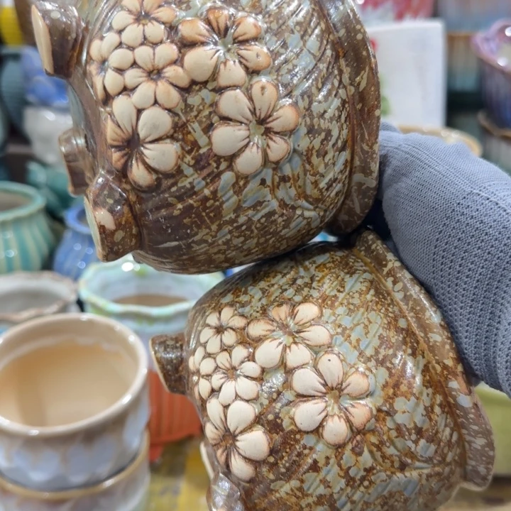 凑9块包邮，有孔，陶瓷花盆