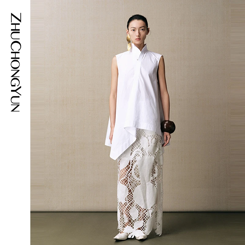 【大秀同款】ZHUCHONGYUN2025夏新款立领新中式衬衫C1FZ23961