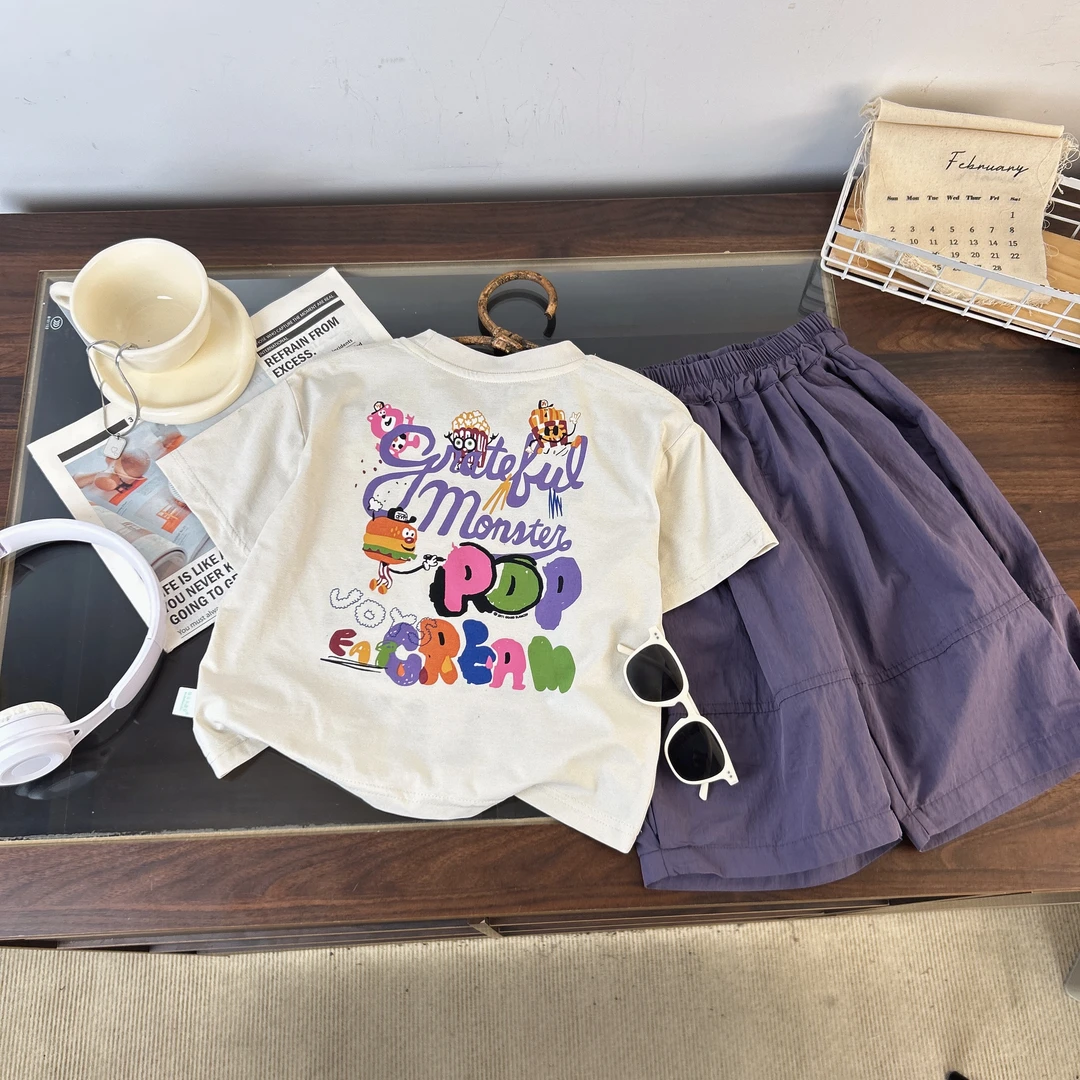 【米佑】2025年新款儿童短袖短裤夏季潮流穿搭夏款套装WQ203