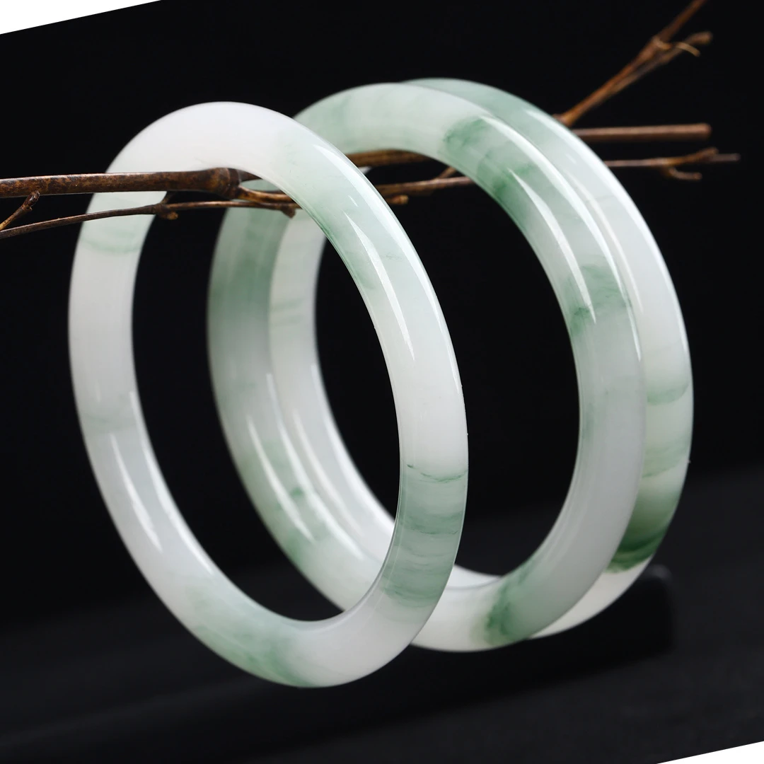 新疆天然金丝玉天山翠圆条手镯（多样性发货拍一发一女款）