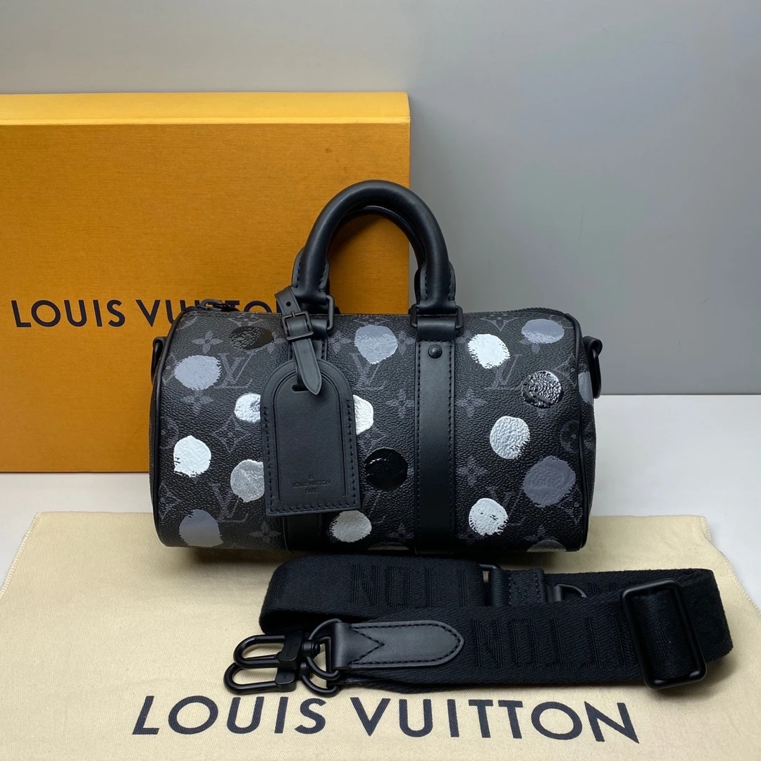 99新LV草间弥生keepall25单肩包3017手提斜挎包