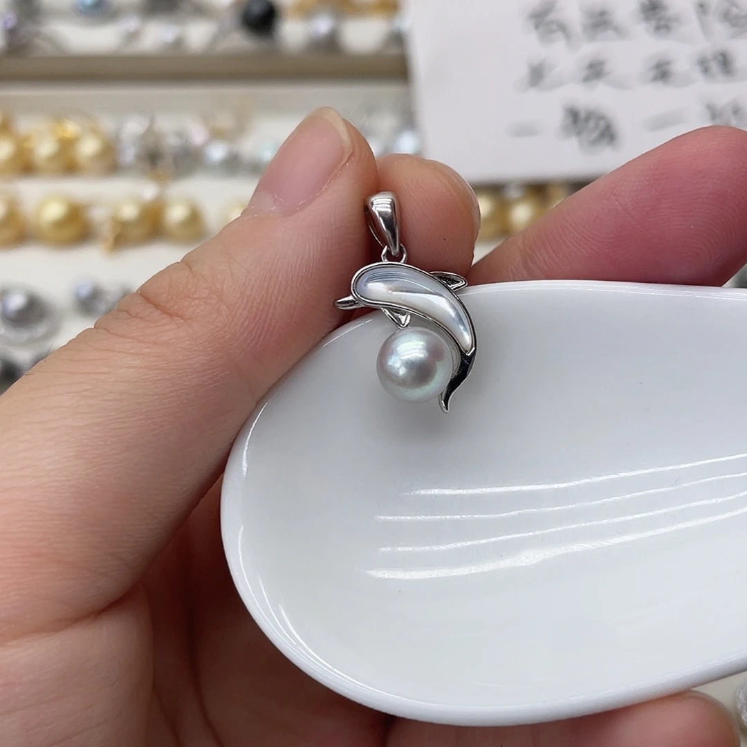 海水珍珠银S925镶嵌吊坠(不含链)