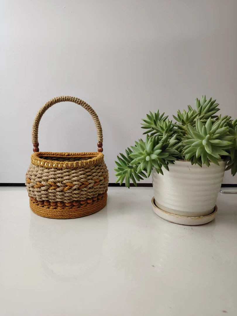 二丫麻绳手工 概不退换 麻绳手工diy定制成品花篮