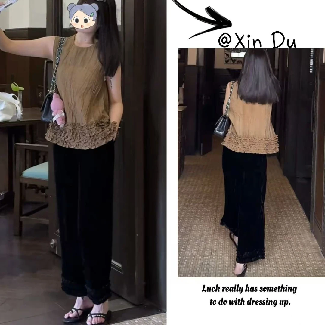 2025夏季新款时尚显瘦气质女士网红洋气两件套百搭款D21663