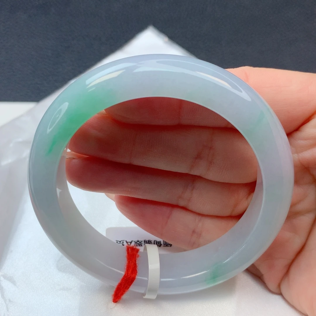 翡翠未镶嵌手镯53-54糯冰春彩