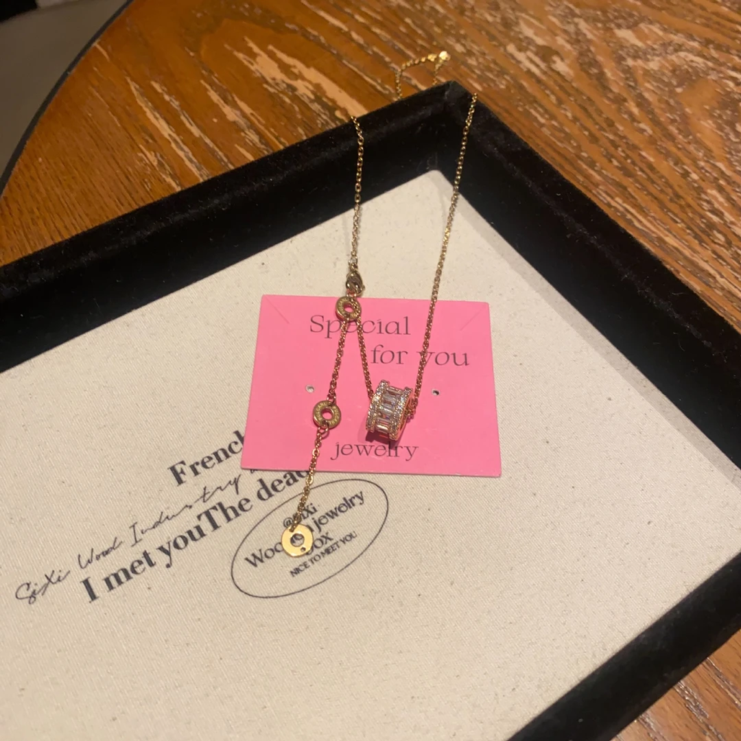 铜锆石项链 轻奢时髦小蛮腰流苏项链轻奢小众设计感个性锁骨链女