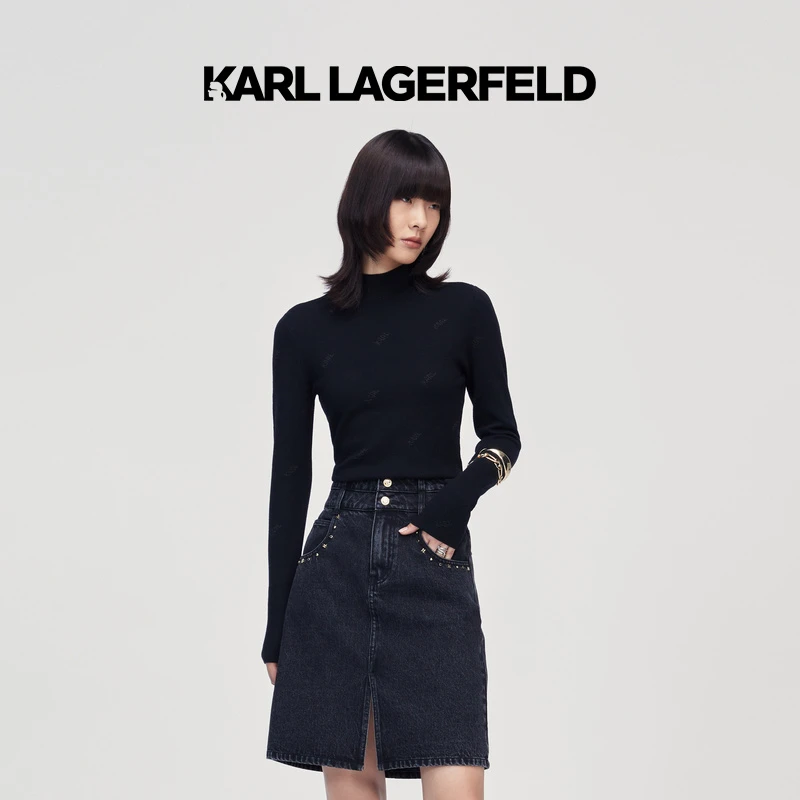 【晨粉专享价】KARL LAGERFELD卡尔拉格斐新款小高领针织打226L2076