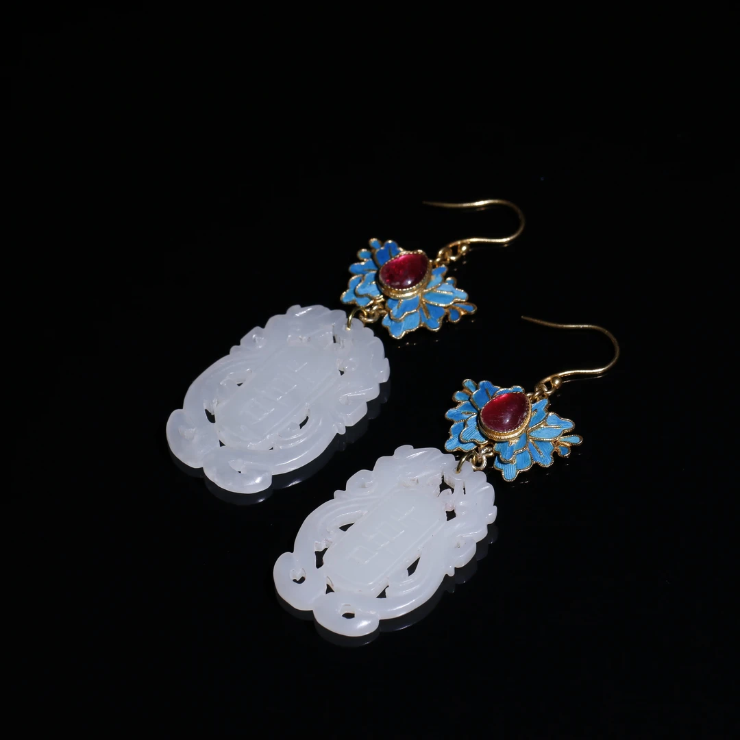 和田玉耳坠/宫廷密宝禄/北京益州文物商店