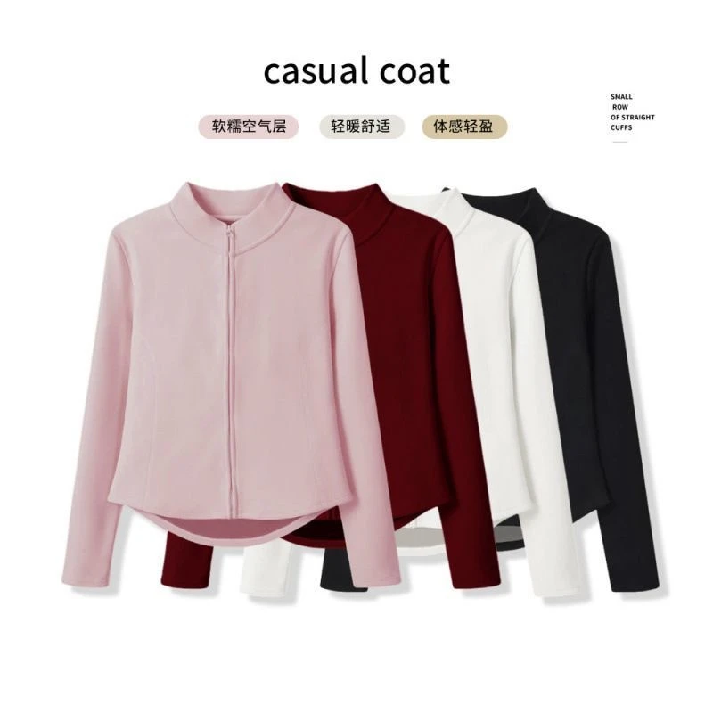 哥弟阿玛施正品秋冬女士石墨烯瑜伽服外套女修身拉链立领上衣自发